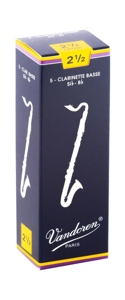 Vandoren Traditional Bass Clarinet Reeds - 2.5 (5-Pack)