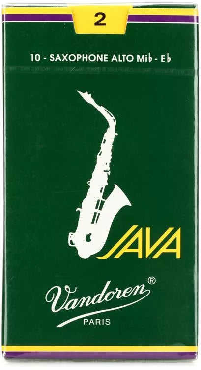 Vandoren JAVA Green Alto Saxophone Reeds; Box of 10