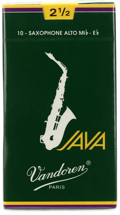 Vandoren JAVA Green Alto Saxophone Reeds; Box of 10