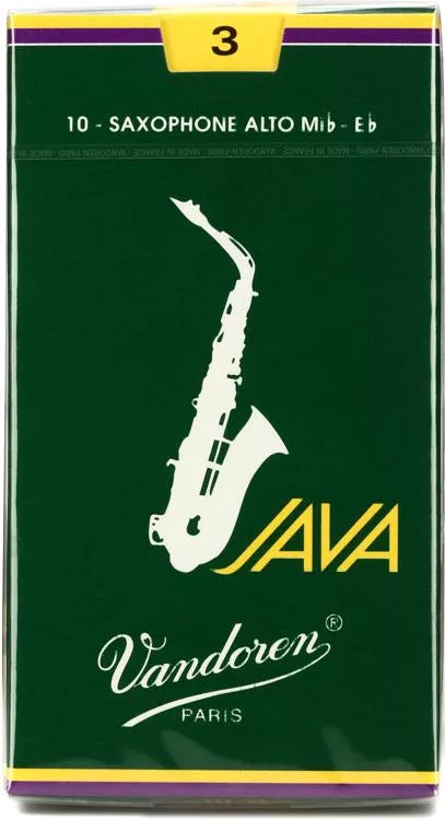 Vandoren JAVA Green Alto Saxophone Reeds; Box of 10